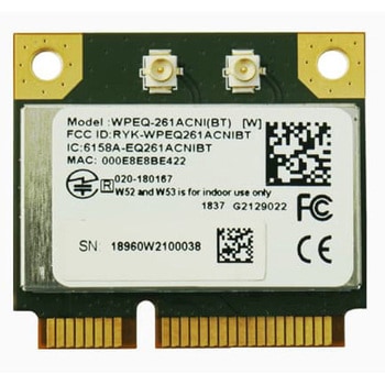 SparkLAN 産業用Wifi+BTモジュール IEEE 802.11ac/a/b/g/n   + BBT5.0対応 ハーフMini PCIe TELEC認証品 アンテナ付き WPEQ-261ACN(BT)VN SparkLAN