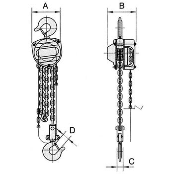 チェーンホイスト オーエッチ工業 手動チェーンブロック本体 【通販 