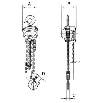 チェーンホイスト オーエッチ工業 手動チェーンブロック本体 【通販