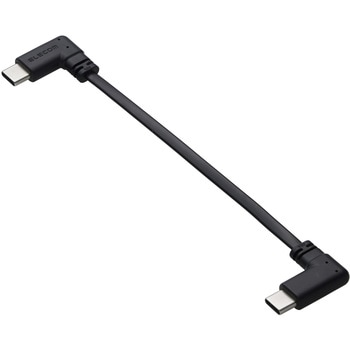 USB Type-C ケーブル (USB-C to USB-C) 短い 0.1m L字 フラット PD 60W 急速充電 モバイルバッテリー向け エレコム