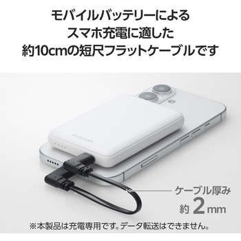 USB Type-C ケーブル (USB-C to USB-C) 短い 0.1m L字 フラット PD 60W 急速充電 モバイルバッテリー向け エレコム
