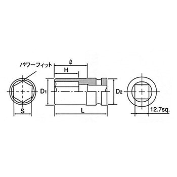 12.7sq. インパクトレンチ用ソケット(セミディープ薄肉) ピン・リング付 KTC