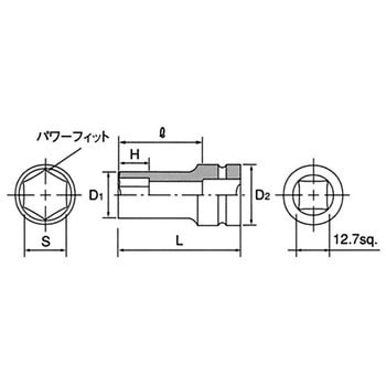 12.7sq. インパクトレンチ用ソケット(ディープ薄肉) ピン・リング付 KTC