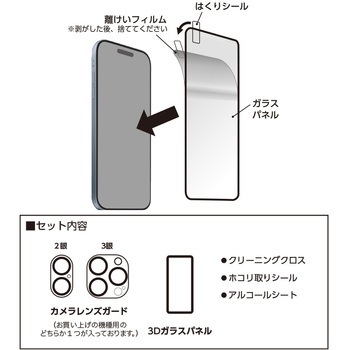 iPhone用 3D全面保護ガラス光沢&カメラレンズガードセット エアージェイ