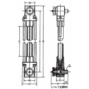 長形オイルゲージ(金属製) ストップバルブ付オイルゲージ(鉄製) KLM-FAV 協和