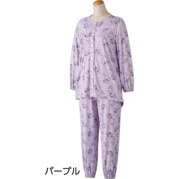 800342婦人大きめボタンのびのびストレッチパジャマ - ケアファッション