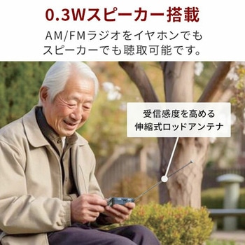 aiwa AM FM ポケットラジオ イヤホン付 スピーカー内蔵 軽量 aiwa(アイワ)