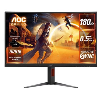 ゲーミング液晶ディスプレイ 27型/1920×1080/HDMI、DisplayPort/ブラック/スピーカー：なし/180Hz/曲面 AOC