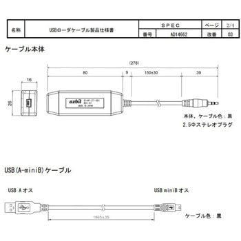 81441177-001 USBローダケーブル 1個 azbil(山武) 【通販モノタロウ】