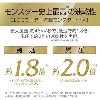 BLDCダブルファンドライヤー プレミアムモンスター MONSTER