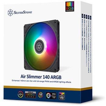 SilverStone Air Slimmer 140 ARGB フルレンジPWMおよびARGBライティング効果装備の140mm スリムファン SST-AS140B-ARGB SILVER STONE(シルバーストーン)