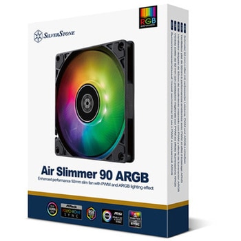 SilverStone 92mm PCケースファン スリム PWM対応 高回転 低ノイズ ARGB対応 SST-AS90B-ARGB SILVER STONE(シルバーストーン)