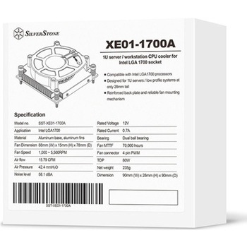 SilverStone CPUクーラー 1U サーバー/ ワークステーション、 Intel LGA1700 ソケット対象  SST-XE01-1700A SILVER STONE(シルバーストーン)