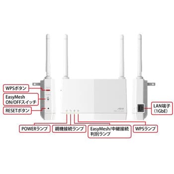 無線LAN中継機 11ax/ac/n/a/g/b 2401+573Mbps BUFFALO(バッファロー)