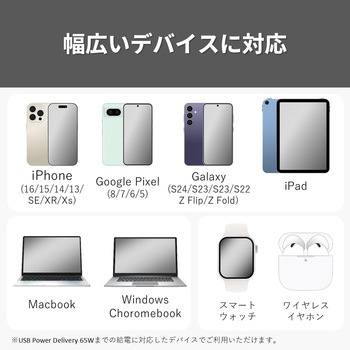 PD65W対応AC充電器 C×2ポート ブラック BUFFALO(バッファロー)