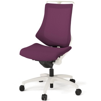 エフチェア メッシュバック ハイバック ハンガー付 ウレタン双輪キャスター 肘掛 なし 色 張地 プラムパープル ホワイト Kg 170jbhm W9x7