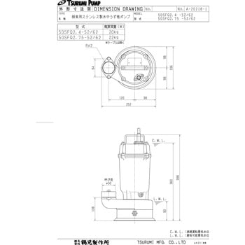 50SFQ2.75 耐食用ステンレス製水中うず巻ポンプ SFQ型 1台 鶴見製作所 【通販モノタロウ】