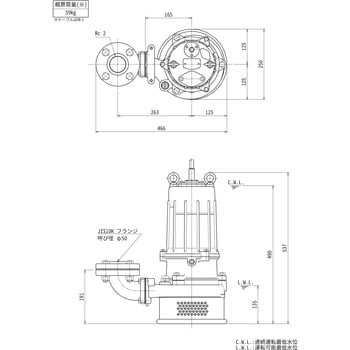 50SF23.7 汚水用水中うず巻きポンプ SF型 1台 鶴見製作所 【通販モノタロウ】