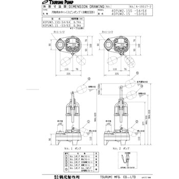 40PUW2.15S 汚物用水中ハイスピンポンプ (バンクスシリーズ) PU型 1個