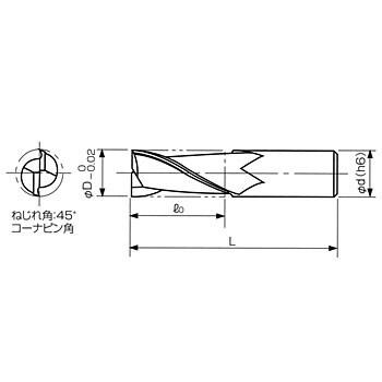 AL-SEEL2050 アルミ加工用ソリッドエンドミル(ロング刃長) 1本 ダイ