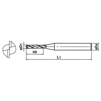 2枚刃 汎用エンドミル ロング刃