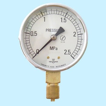 AT 3/8G 75×2.5MPa 普通型圧力計(立形・つばなし) 1台 山本計器 【通販