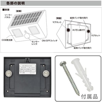 COBセンサーウォールライト ソーラー式 オーム電機