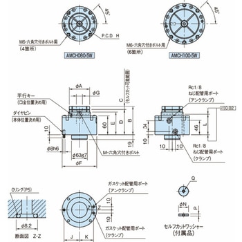 エアアシストクランプ エア外形クランプ AMCH-W AMCH100-5W イマオコーポレーション