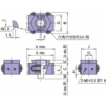 クランプ&ストッパー OKバイス(タップ穴タイプ) BK2・DK2・FK2 BK2-VT-T - イマオコーポレーション