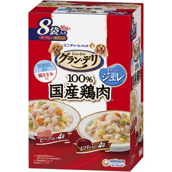 グラン・デリ 100%国産鶏肉パウチ ジュレ 成犬用 ビーフ入り&レバー入り - ユニ・チャーム