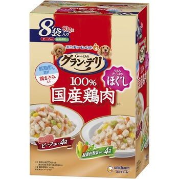 グラン・デリ 100%国産鶏肉パウチ ほぐし 成犬用 ビーフ入り&緑黄色野菜入り - ユニ・チャーム
