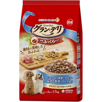 グラン・デリ ふっくら仕立て ビーフ・白身魚・チキン・緑黄色野菜・チーズ・角切りビーフ粒入り ユニ・チャーム
