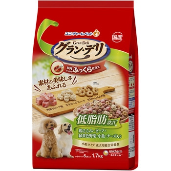 グラン・デリ ふっくら仕立て 低脂肪 鶏ささみ・ビーフ・緑黄色野菜・小魚・チーズ・角切りビーフ粒入り ユニ・チャーム