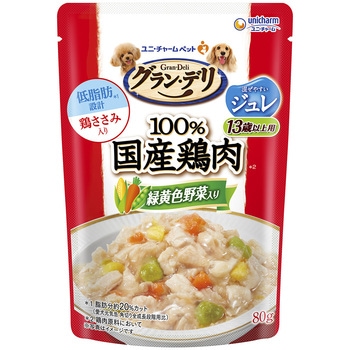 グラン・デリ 100%国産鶏肉パウチ ジュレ 13歳以上用 緑黄色野菜入り ユニ・チャーム