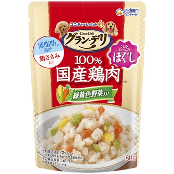 グラン・デリ 100%国産鶏肉パウチ ほぐし 成犬用 緑黄色野菜入り ユニ・チャーム