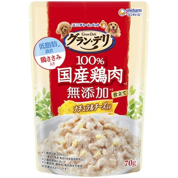 グラン・デリ 100%国産鶏肉パウチ 無添加仕立て ナチュラルチーズ入り ユニ・チャーム