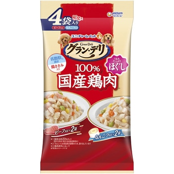 グラン・デリ 100%国産鶏パウチ ほぐし 成犬用 ビーフ&なんこつ ユニ・チャーム