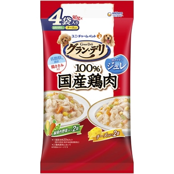 グラン・デリ 100%国産鶏肉 ジュレ 成犬用 緑黄色野菜入り&チーズ入り ユニ・チャーム