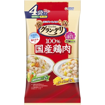 グラン・デリ 100%国産鶏肉パウチ ほぐし 13歳以上用 緑黄色野菜&チーズ ユニ・チャーム