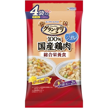 グラン・デリ 100%国産鶏肉パウチ 総合栄養食ジュレ 成犬用 チーズ入り&さつまいも入り ユニ・チャーム