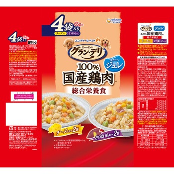 グラン・デリ 100%国産鶏肉パウチ 総合栄養食ジュレ 成犬用 チーズ入り&さつまいも入り ユニ・チャーム
