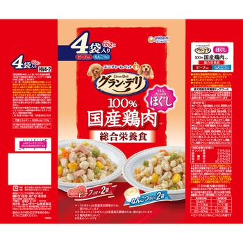 グラン・デリ 100%国産鶏肉パウチ 総合栄養食ほぐし 成犬用 ビーフ入り&なんこつ入り ユニ・チャーム