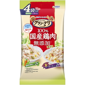 グラン・デリ 100%国産鶏肉パウチ 無添加仕立て 成犬用 緑黄色野菜入り&さつまいも入り ユニ・チャーム