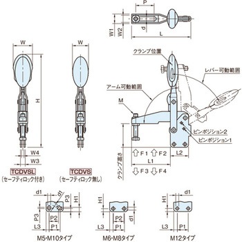 トグルクランプ セーフティロック付トグルクランプ、トグルクランプ TCDVSL・TCDVS TCDVSL08190 イマオコーポレーション