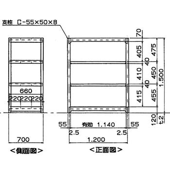 中量ラック 500kg 単体 高さ1500mm モノタロウ