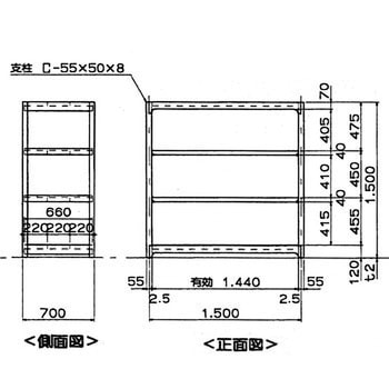中量ラック 500kg 単体 高さ1500mm モノタロウ