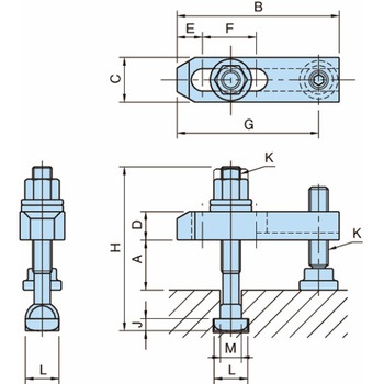 クランプ&ストッパー 溝付きストラップセット(T溝タイプ) BJ153-B-T BJ153-12100B1-T イマオコーポレーション