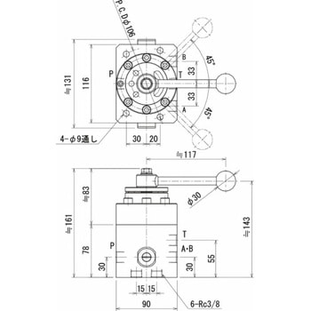 4方3位置弁(チェック、カウンタバランス付) RIKEN(理研機器)
