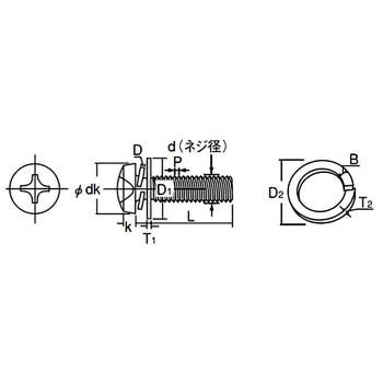 ボルトンパック ナベ頭組込ネジP-3(クロメート) TRUSCO