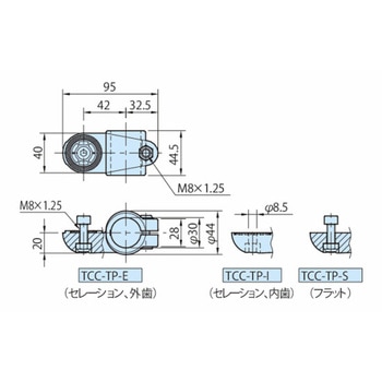 パイプジョイントクランプ TCC ヒンジジョイント(T型) TCC-TP TCC30-TP-S-B イマオコーポレーション